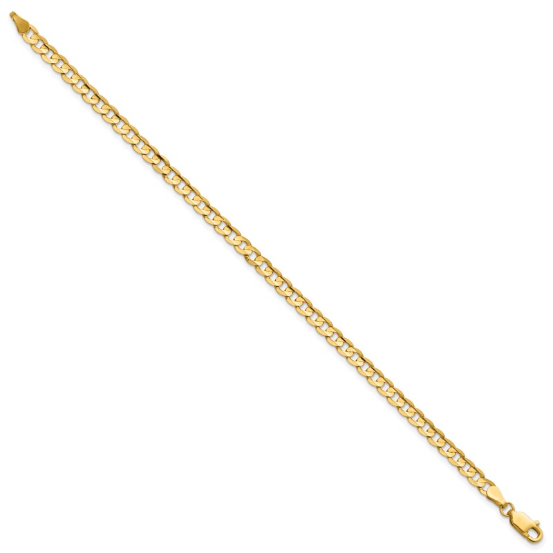 14K 8 inch 3.8mm Open Concave Curb with Lobster Clasp Bracelet