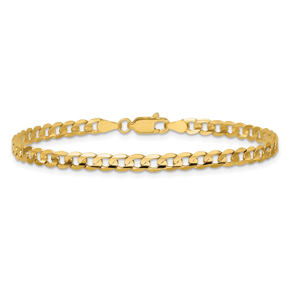 14K 7 inch 3.8mm Open Concave Curb with Lobster Clasp Bracelet (LCR100-7)