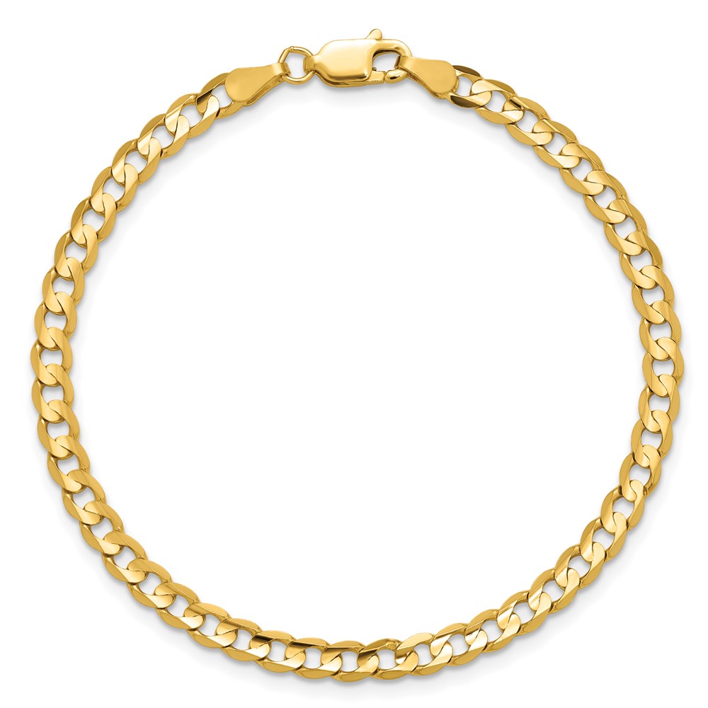 14K 7 inch 3.8mm Open Concave Curb with Lobster Clasp Bracelet (LCR100-7)
