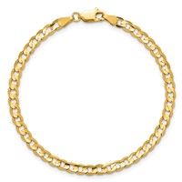 14K 3.8mm Yellow Gold Open Concave Curb Bracelet with Lobster Clasp, 7" view 5