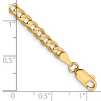 14K 3.8mm Yellow Gold Open Concave Curb Bracelet with Lobster Clasp, 7" view 3