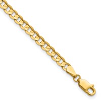 14K 3.8mm Yellow Gold Open Concave Curb Bracelet with Lobster Clasp, 7" view 1