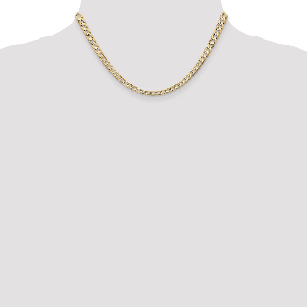 14K 16 inch 4.5mm Open Concave Curb with Lobster Clasp Chain (LCR120-16)