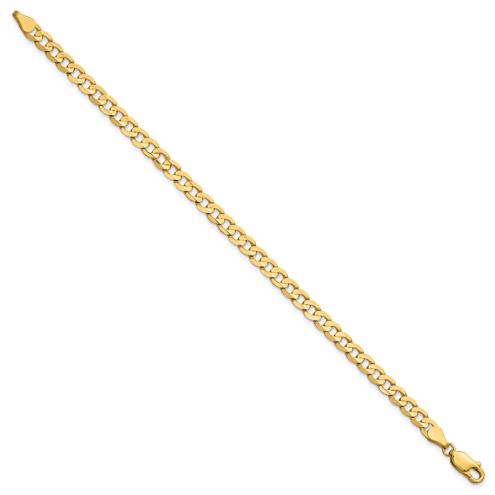14K 7 inch 4.5mm Open Concave Curb with Lobster Clasp Bracelet (LCR120-7)