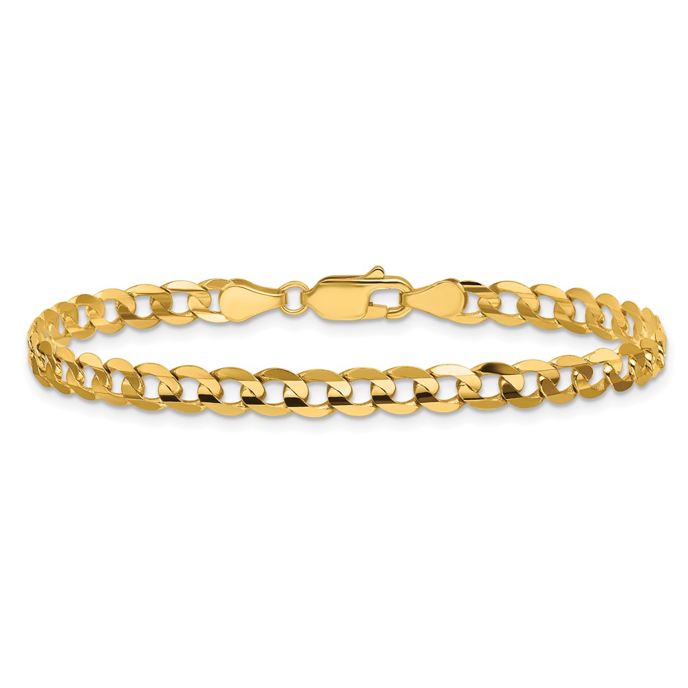 14K 7 inch 4.5mm Open Concave Curb with Lobster Clasp Bracelet (LCR120-7)