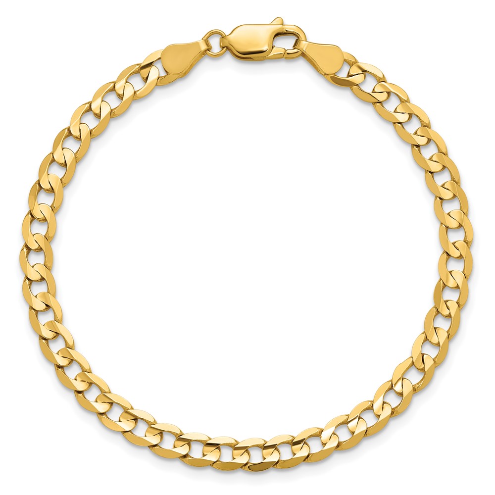 14K 7 inch 4.5mm Open Concave Curb with Lobster Clasp Bracelet (LCR120-7)