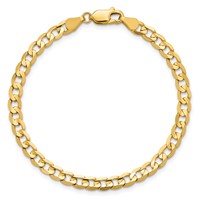 14K 4.5mm Yellow Gold Open Concave Curb Bracelet with Lobster Clasp, 7" view 5