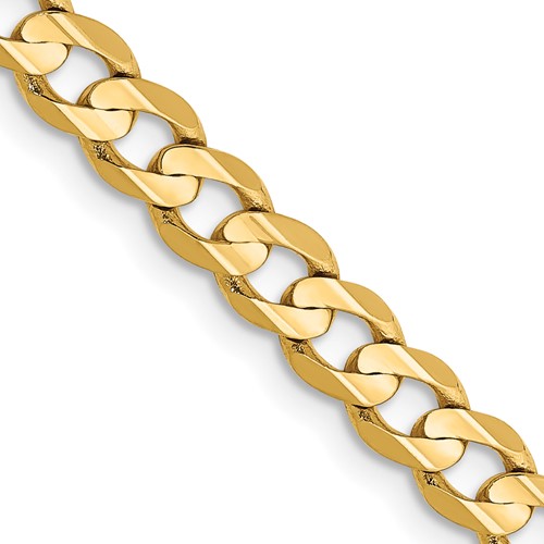 14K 20 inch 4.5mm Open Concave Curb with Lobster Clasp Chain