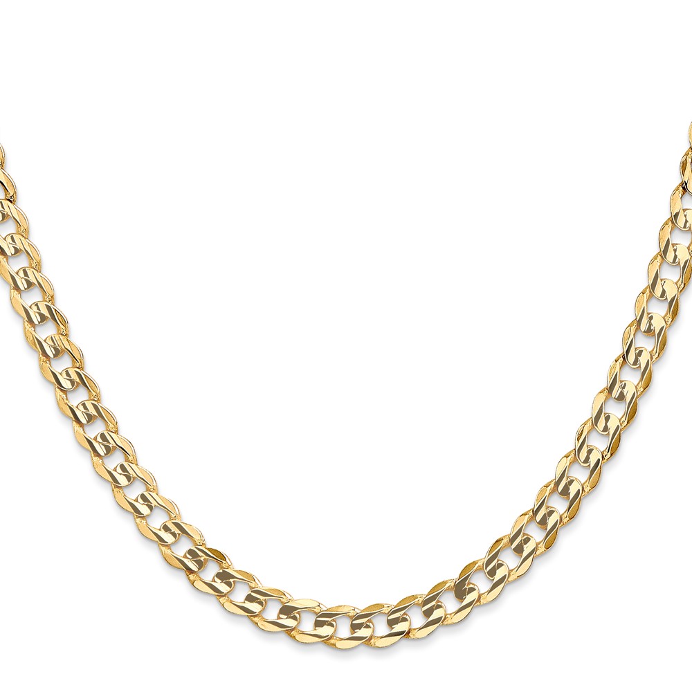 14K 28 inch 5.25mm Open Concave Curb with Lobster Clasp Chain (LCR140-28)