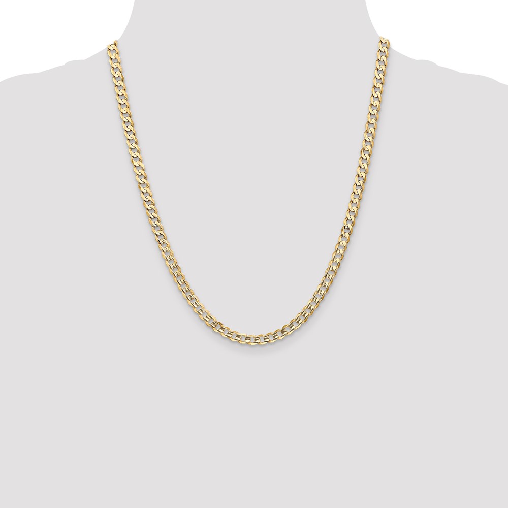 14K 22 inch 5.25mm Open Concave Curb with Lobster Clasp Chain (LCR140-22)