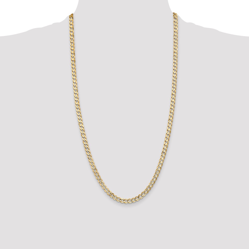 14K 28 inch 5.25mm Open Concave Curb with Lobster Clasp Chain (LCR140-28)