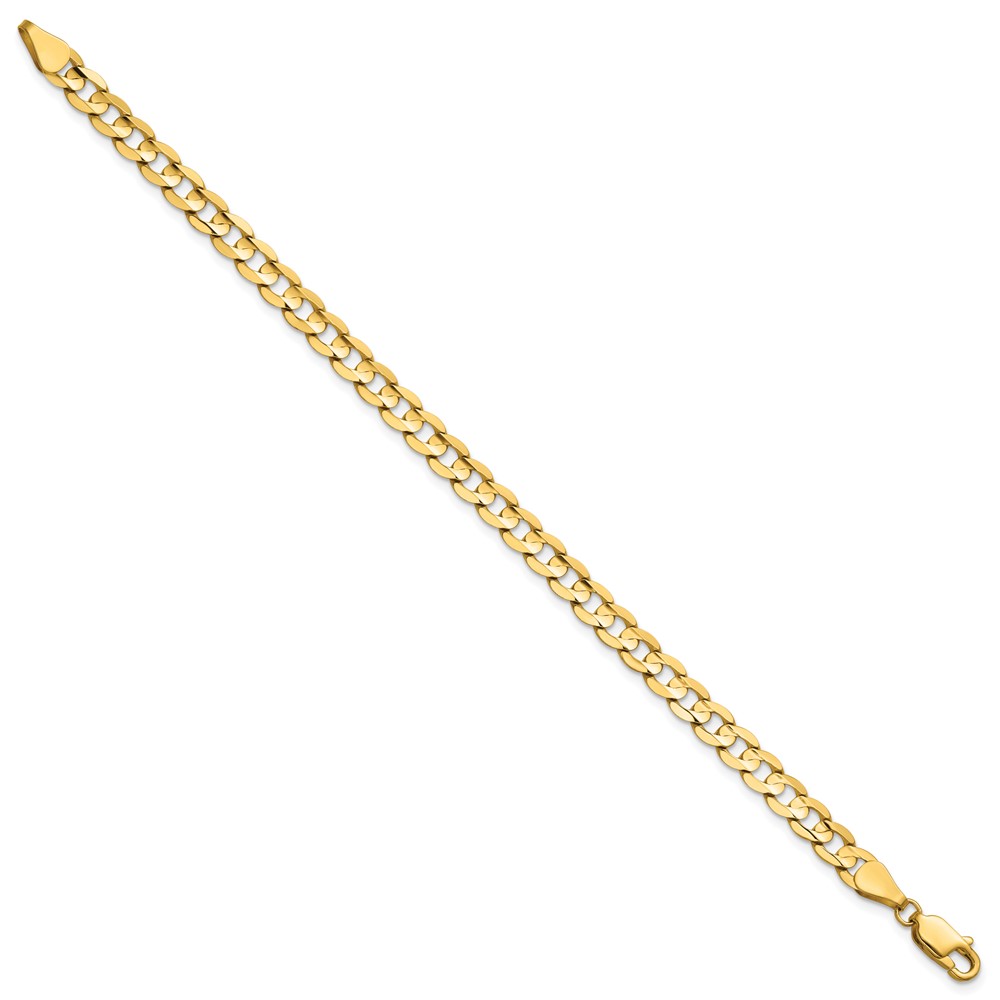 14K 7 inch 5.25mm Open Concave Curb with Lobster Clasp Bracelet (LCR140-7)