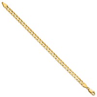 14K 5.25mm Yellow Gold Open Concave Curb Bracelet with Lobster Clasp, 7" view 2