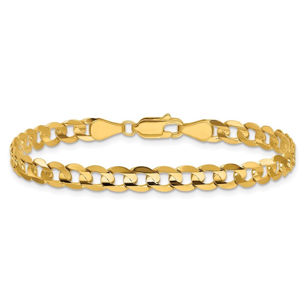 14K 7 inch 5.25mm Open Concave Curb with Lobster Clasp Bracelet (LCR140-7)