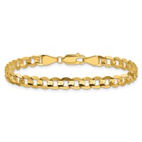 14K 5.25mm Yellow Gold Open Concave Curb Bracelet with Lobster Clasp, 7" view 4