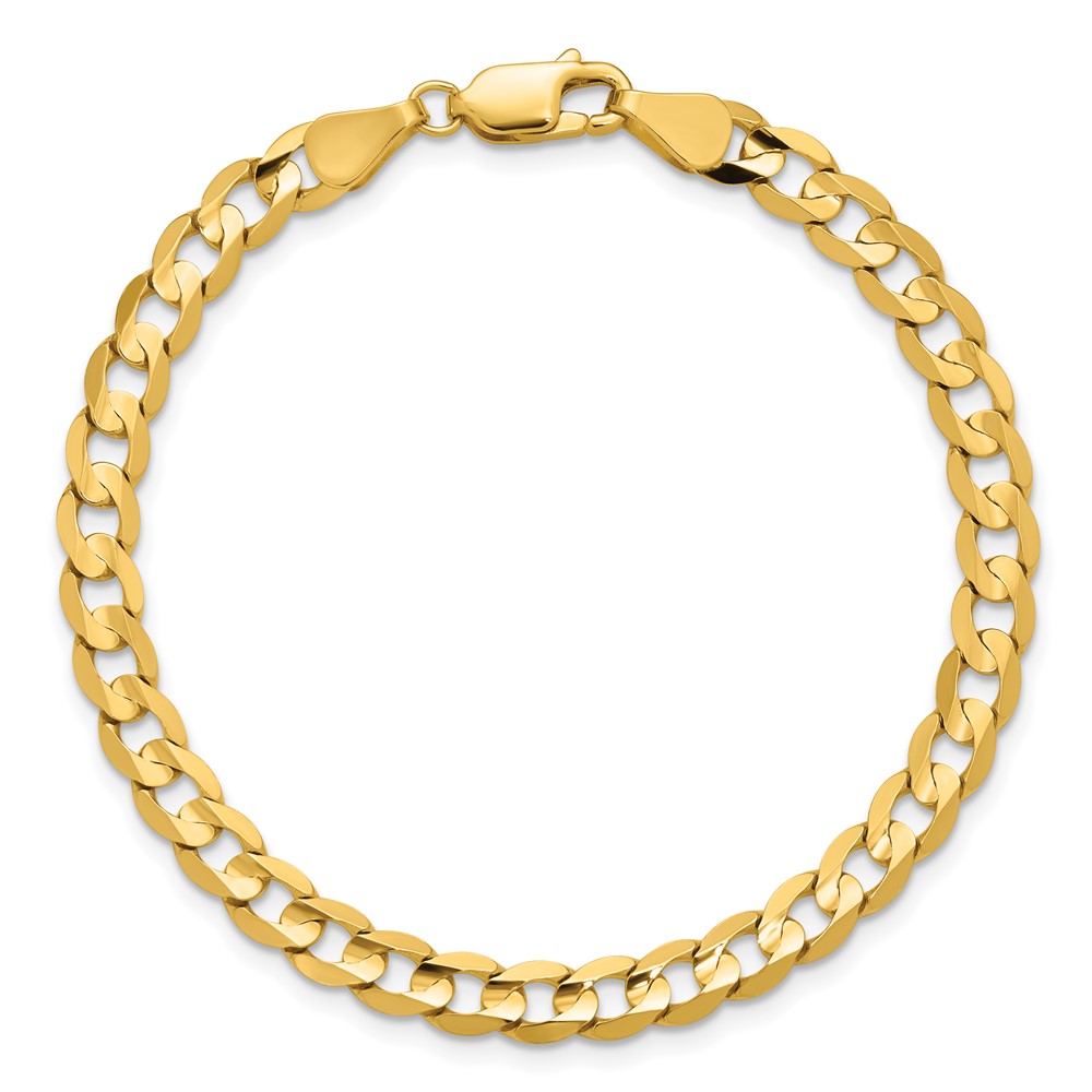 14K 7 inch 5.25mm Open Concave Curb with Lobster Clasp Bracelet (LCR140-7)