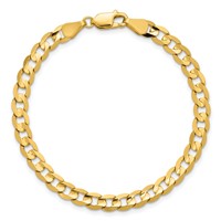 14K 5.25mm Yellow Gold Open Concave Curb Bracelet with Lobster Clasp, 7" view 5