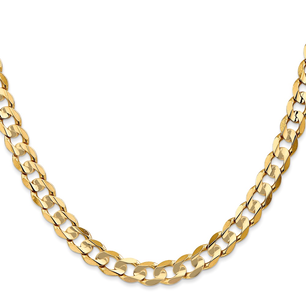 14K 20 inch 6.75mm Open Concave Curb with Lobster Clasp Chain (LCR180-20)
