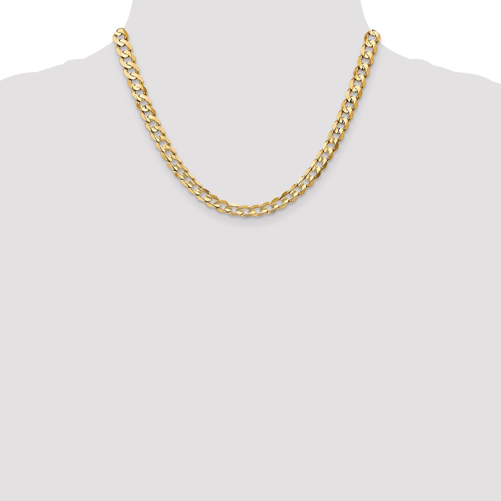 14K 18 inch 6.75mm Open Concave Curb with Lobster Clasp Chain (LCR180-18)