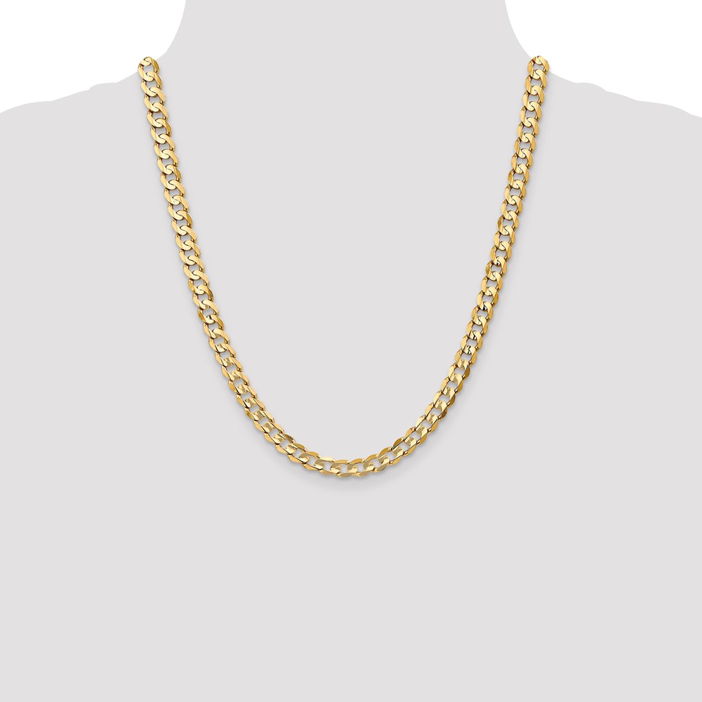 14K 22 inch 6.75mm Open Concave Curb with Lobster Clasp Chain (LCR180-22)
