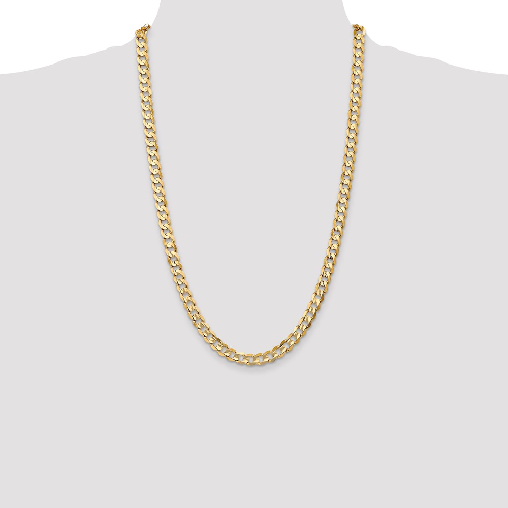 14K 26 inch 6.75mm Open Concave Curb with Lobster Clasp Chain (LCR180-26)
