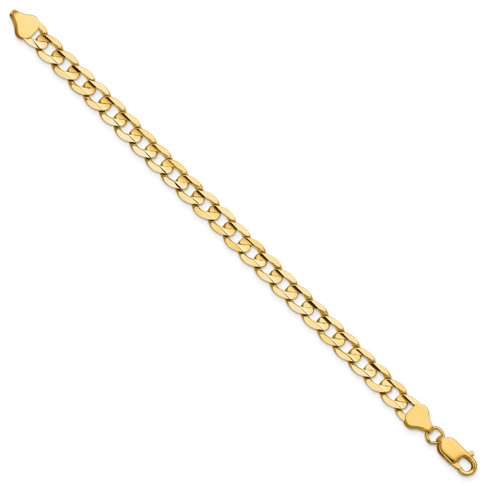 14K 8 inch 6.75mm Open Concave Curb with Lobster Clasp Bracelet (LCR180-8)