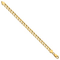 14K 6.75mm Yellow Gold Open Concave Curb Bracelet with Lobster Clasp, 7" view 2