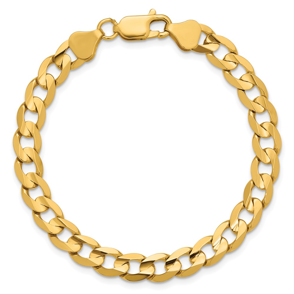 14K 8 inch 6.75mm Open Concave Curb with Lobster Clasp Bracelet (LCR180-8)