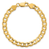14K 6.75mm Yellow Gold Open Concave Curb Bracelet with Lobster Clasp, 7" view 5