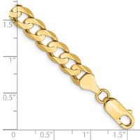14K 6.75mm Yellow Gold Open Concave Curb Bracelet with Lobster Clasp, 7" view 3