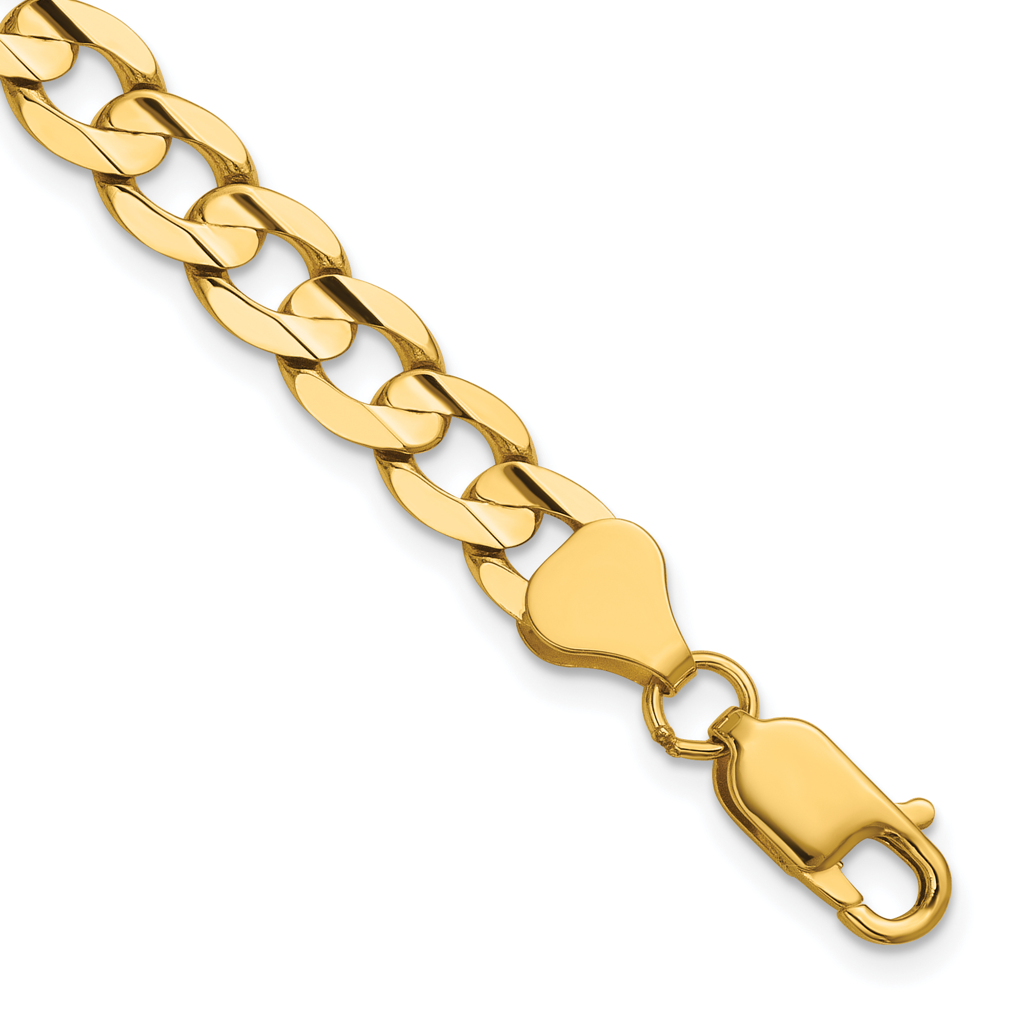 14K 8 inch 6.75mm Open Concave Curb with Lobster Clasp Bracelet (LCR180-8)