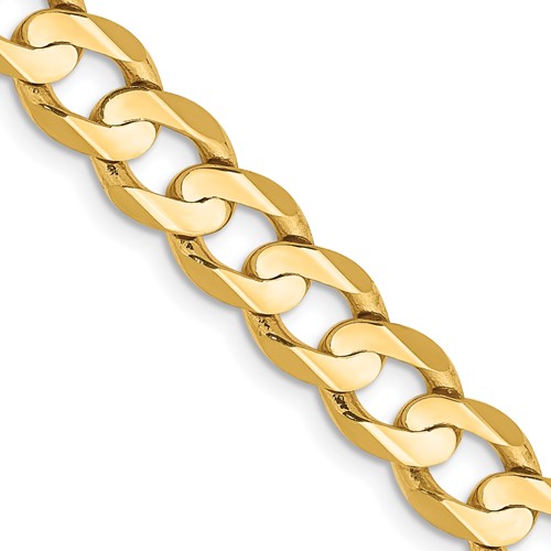 14K 22 inch 6.75mm Open Concave Curb with Lobster Clasp Chain