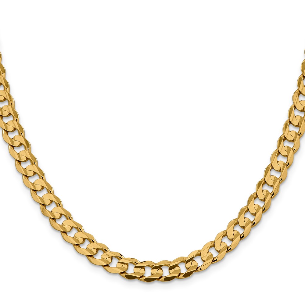 14K 24 inch 7.5mm Open Concave Curb with Lobster Clasp Chain (LCR200-24)