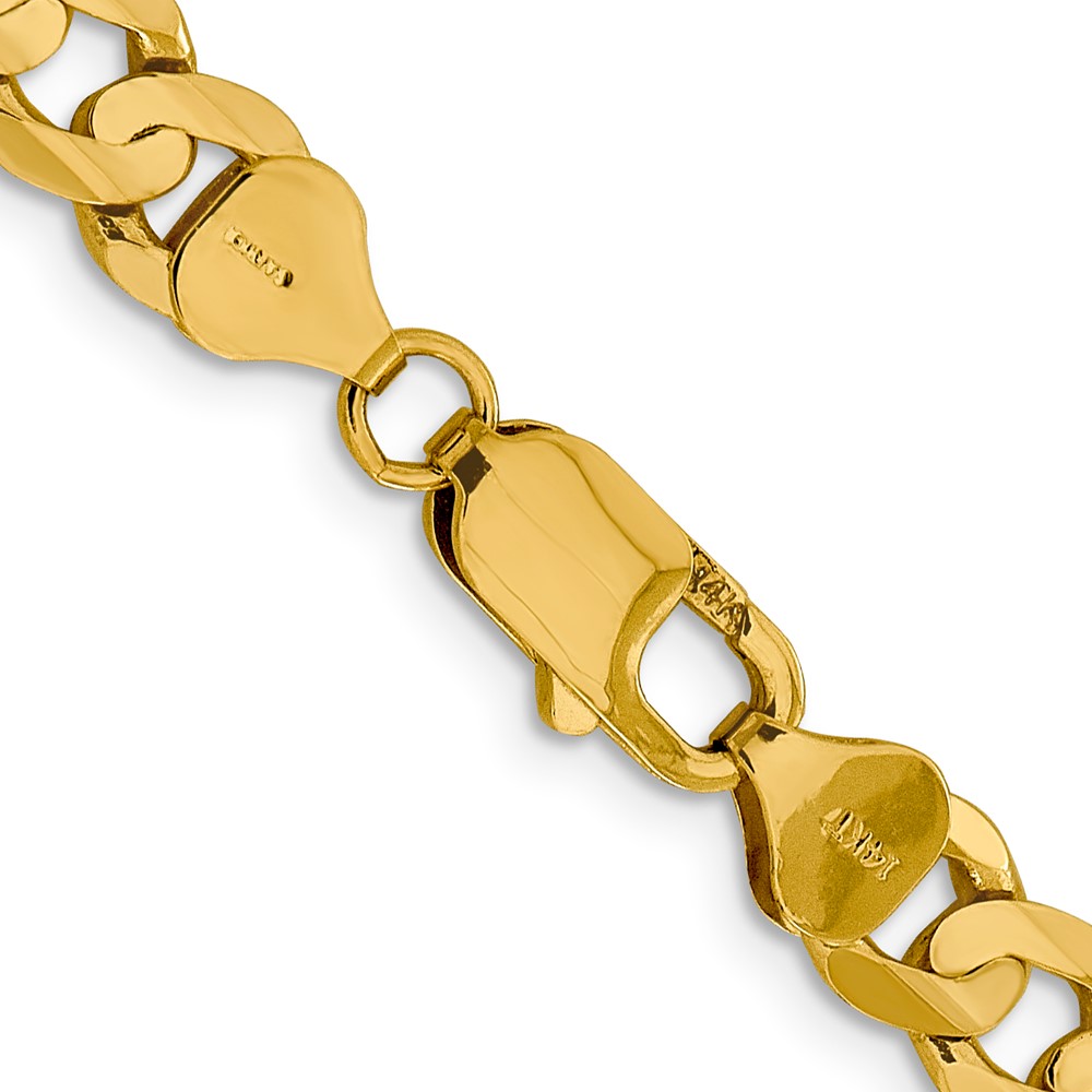 14K 24 inch 7.5mm Open Concave Curb with Lobster Clasp Chain (LCR200-24)