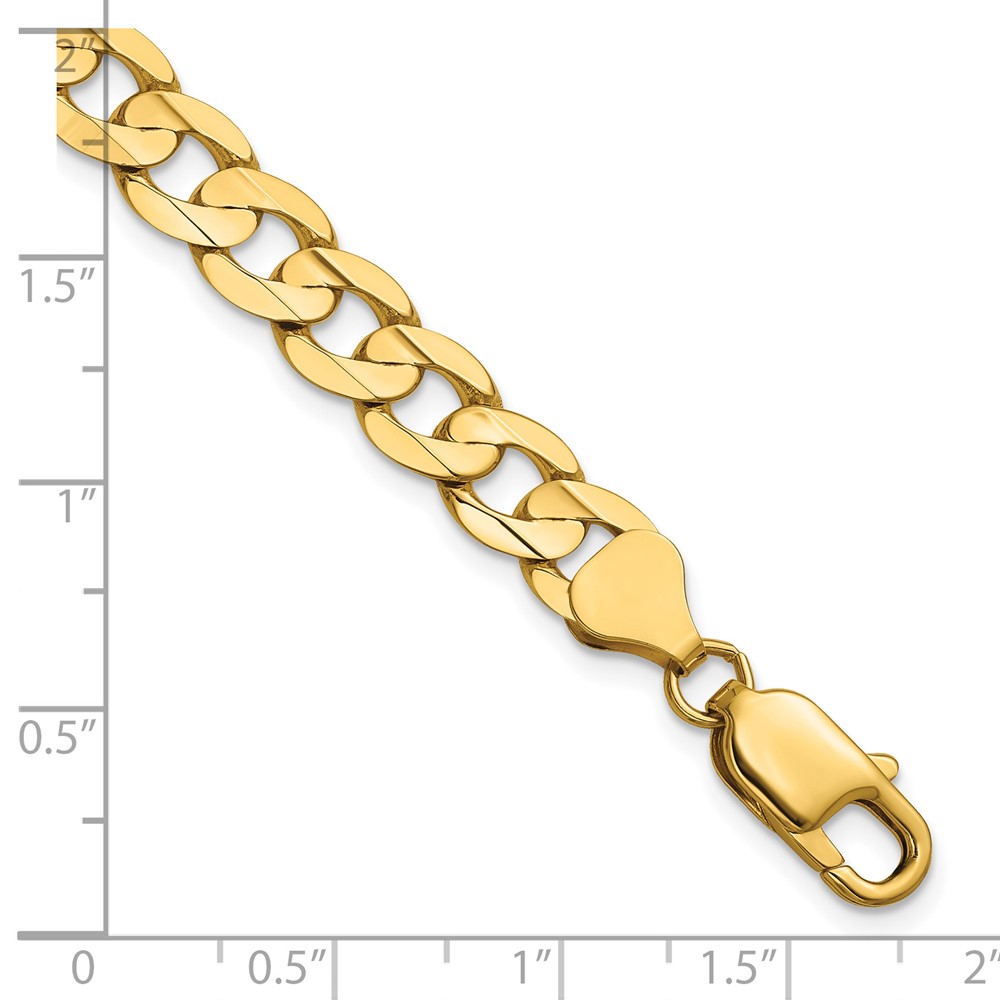 14K 8 inch 7.5mm Open Concave Curb with Lobster Clasp Bracelet (LCR200-8)