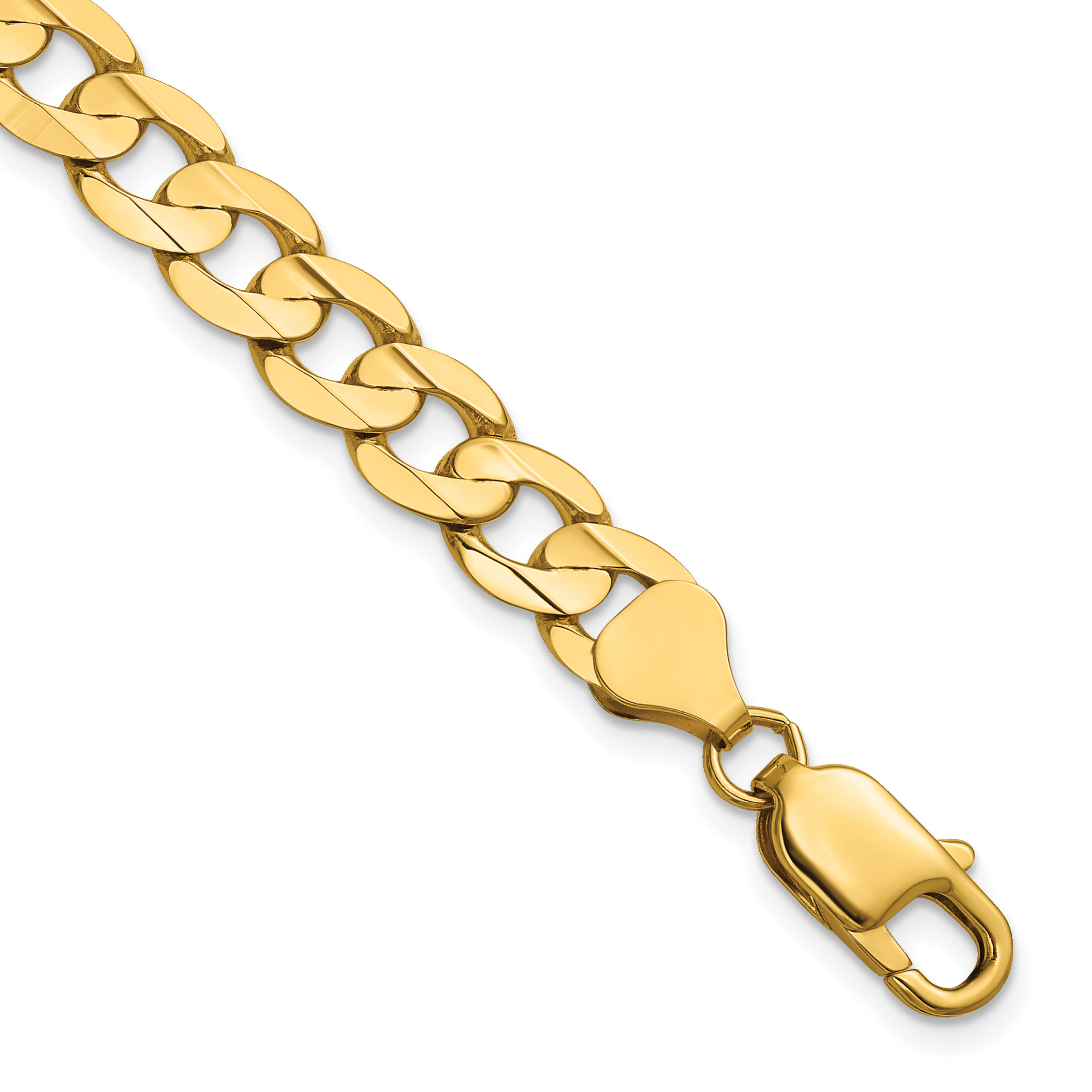 14K 9 inch 7.5mm Open Concave Curb with Lobster Clasp Chain (LCR200-9)
