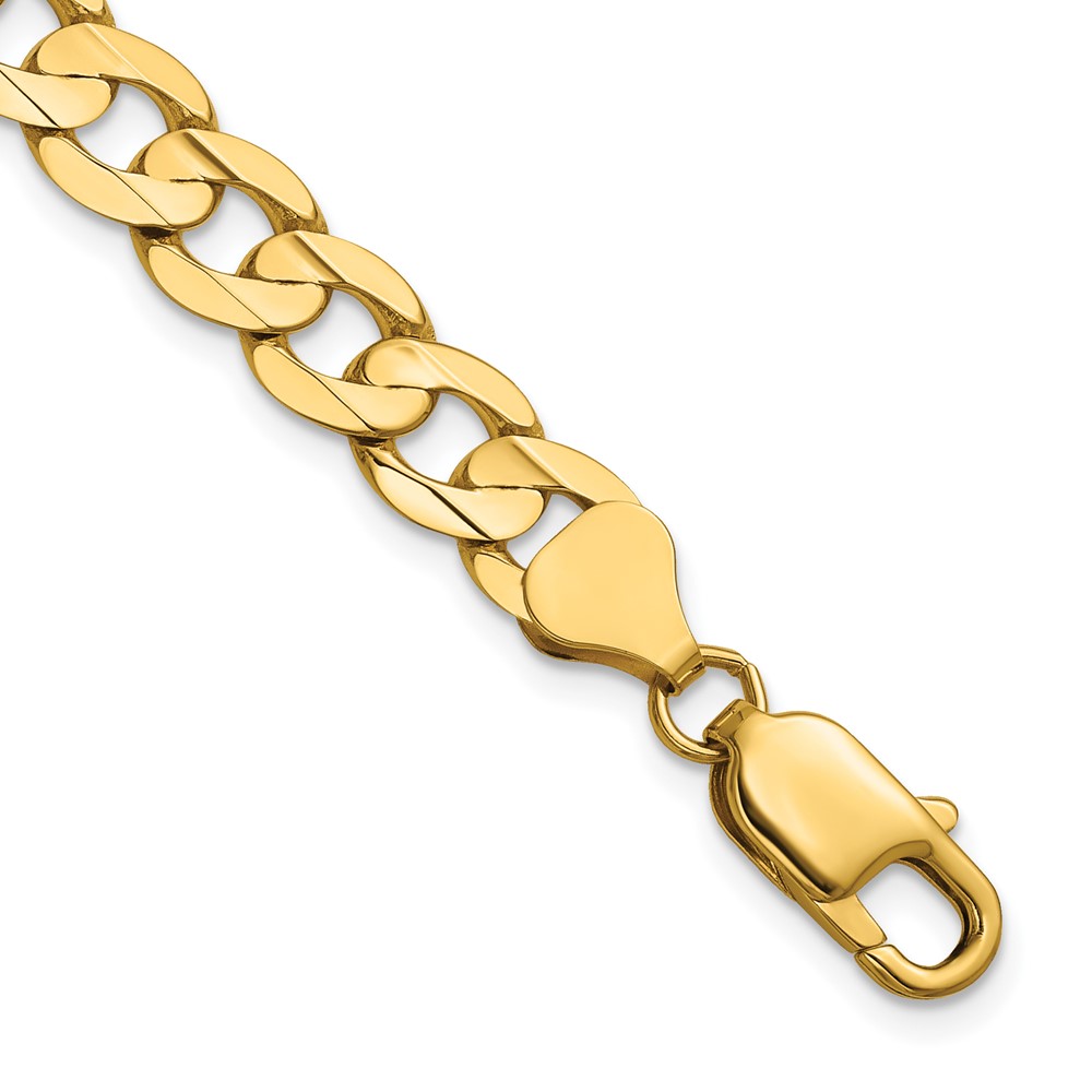 14K 24 inch 7.5mm Open Concave Curb with Lobster Clasp Chain (LCR200-24)