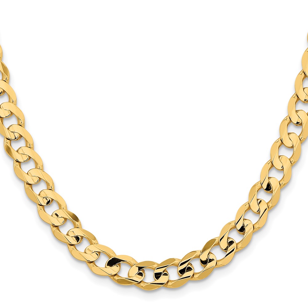 14K 22 inch 8.5mm Open Concave Curb with Lobster Clasp Chain (LCR220-22)