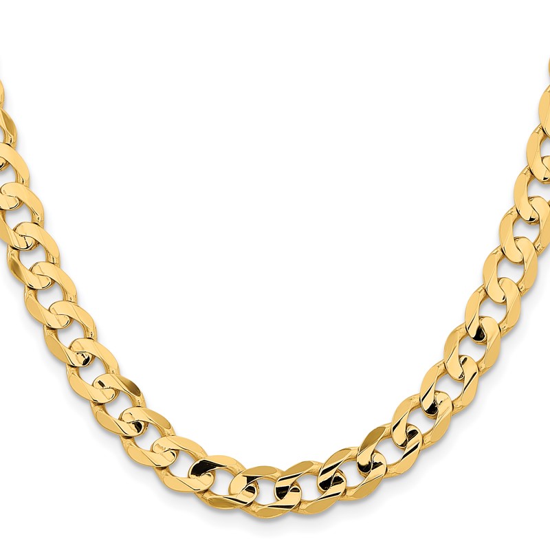 14K 20 inch 8.5mm Open Concave Curb with Lobster Clasp Chain