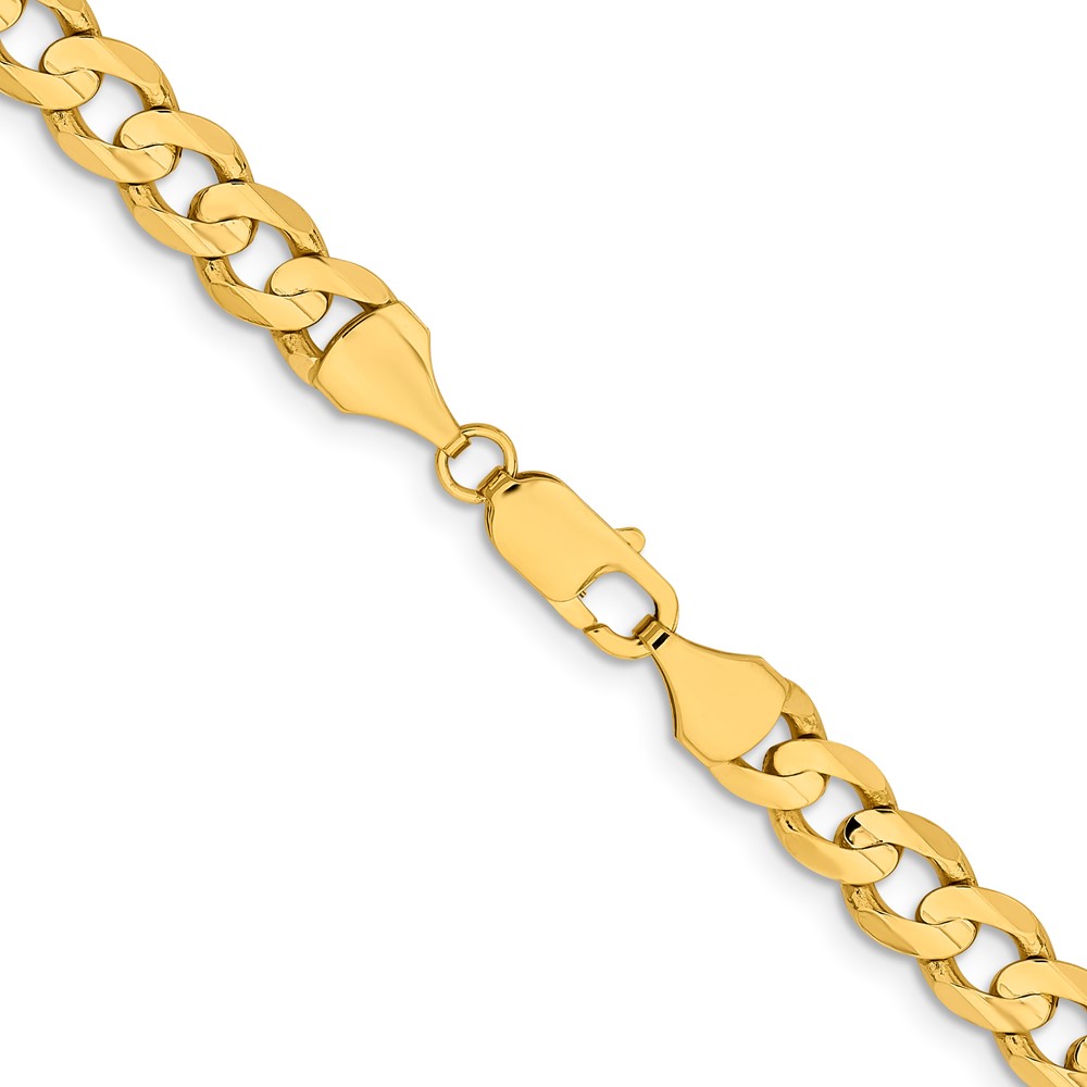14K 22 inch 8.5mm Open Concave Curb with Lobster Clasp Chain (LCR220-22)