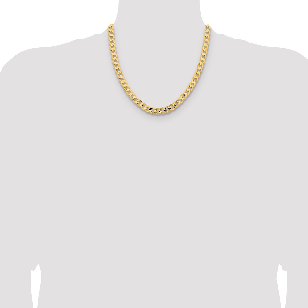 14K 20 inch 8.5mm Open Concave Curb with Lobster Clasp Chain (LCR220-20)