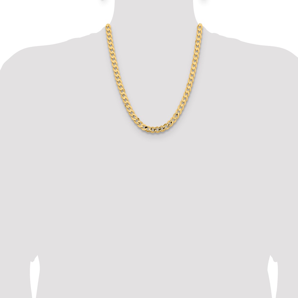 14K 22 inch 8.5mm Open Concave Curb with Lobster Clasp Chain (LCR220-22)