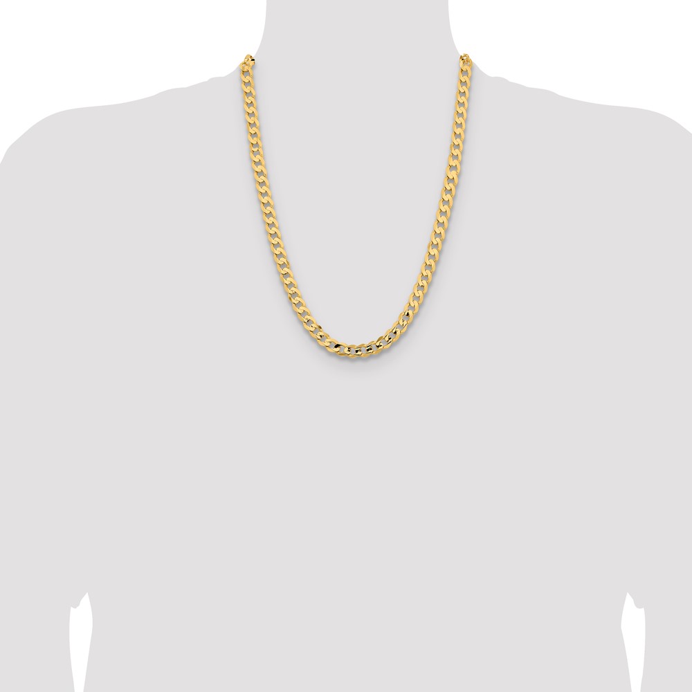 14K 24 inch 8.5mm Open Concave Curb with Lobster Clasp Chain (LCR220-24)
