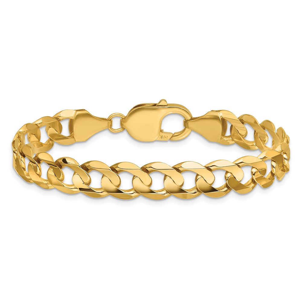 14K 9 inch 8.5mm Open Concave Curb with Lobster Clasp Chain (LCR220-9)