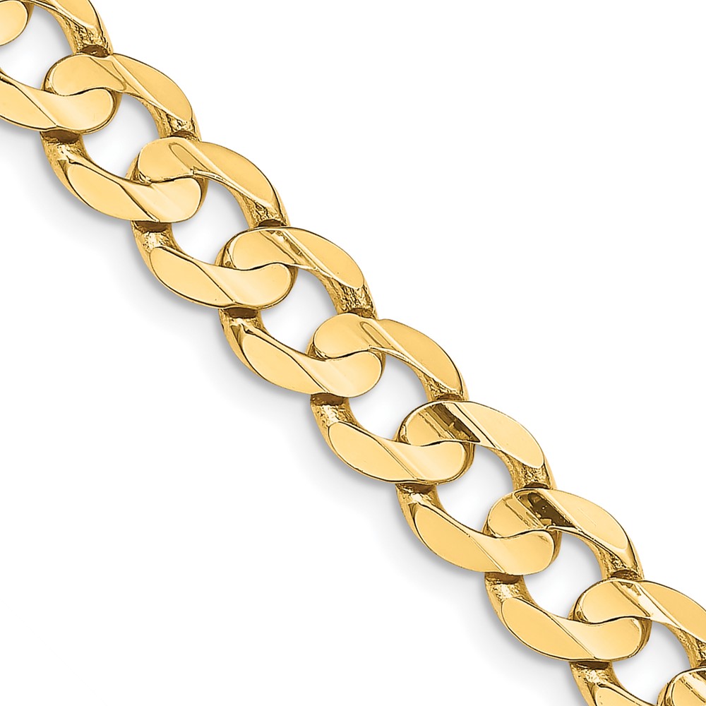 14K 22 inch 8.5mm Open Concave Curb with Lobster Clasp Chain (LCR220-22)
