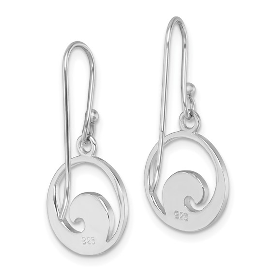 Sterling Silver Rhodium-plated Enameled Wave Dangle Earring