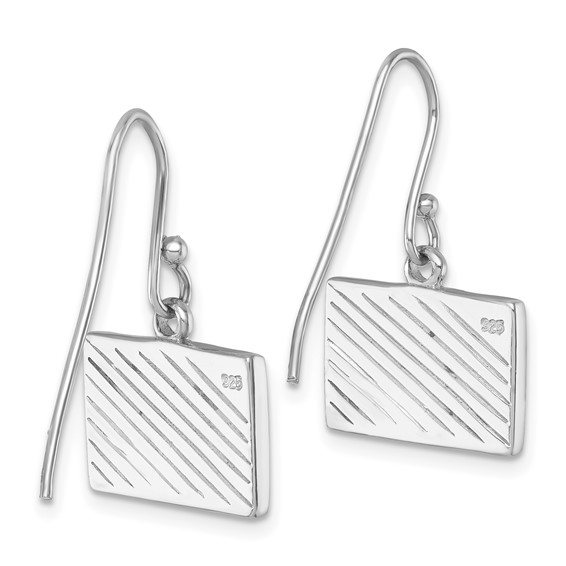 Sterling Silver Rhodium-plated Polished Enameled Dive Flag Dangle Earring