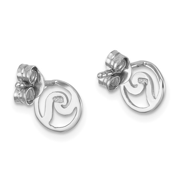 Sterling Silver Rhodium-plated Polished Wave Post Earring