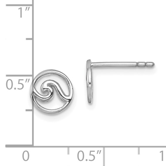 Sterling Silver Rhodium-plated Polished Wave Post Earring