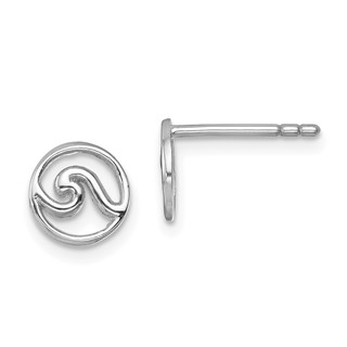 Sterling Silver Rhodium-plated Polished Wave Post Earring